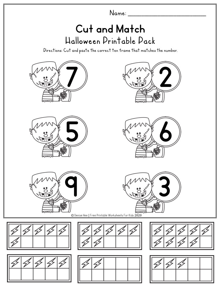 Fun Halloween Printables for Preschool and Kindergarten | Halloween Themed Number Games | Hands On Literacy Homeschool Activities | Kids Classroom Center Ideas and Worksheets #FreePrintableWorksheetsForKids #halloween #october #packet #witch #ghost