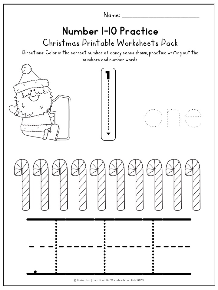 Fun Christmas Printables for Preschool and Kindergarten | Santa Themed Number Games | Hands On Literacy Homeschool Activities | Kids Classroom Center Ideas and Worksheets #FreePrintableWorksheetsForKids #christmas #december #santa #elf #stocking