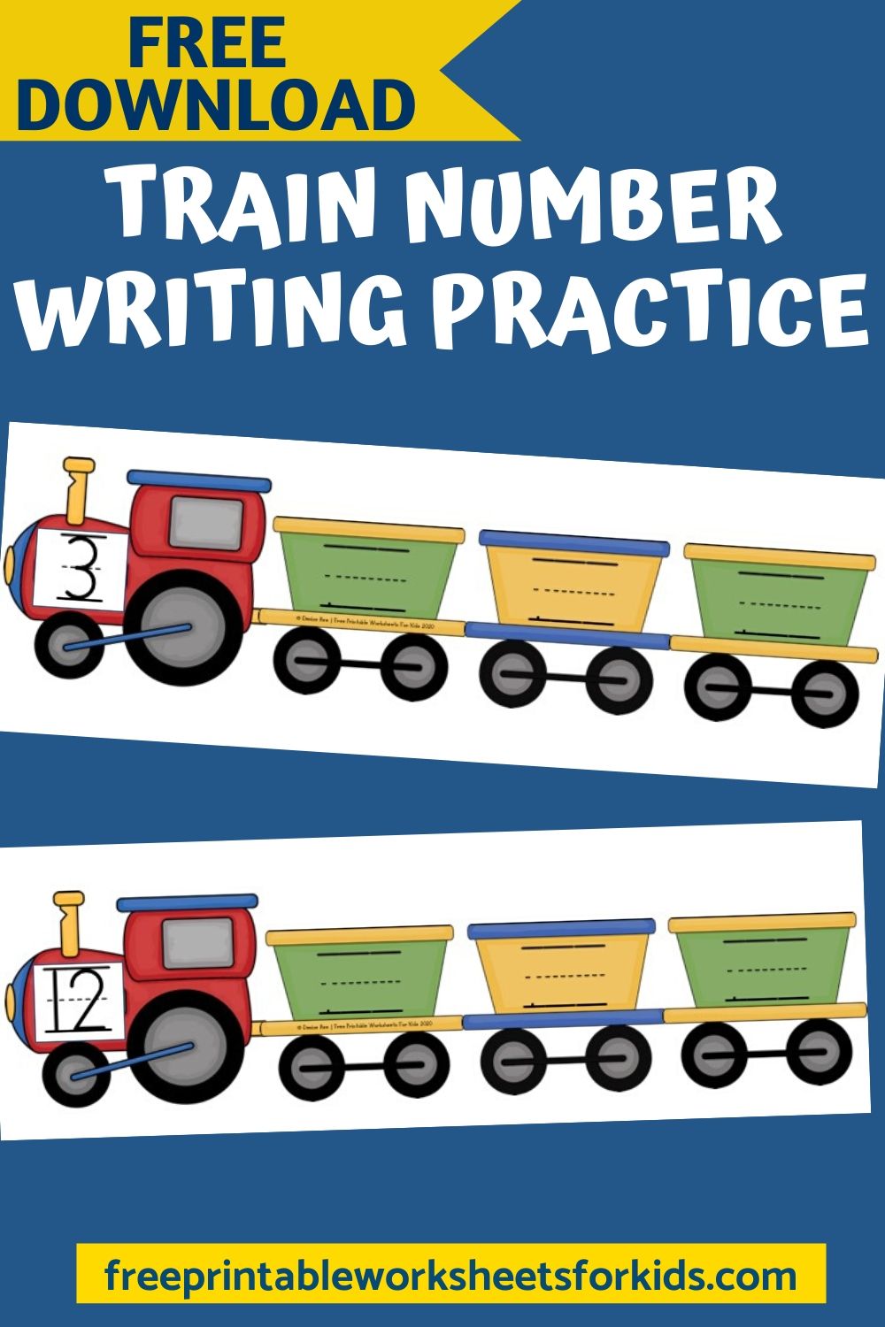 Fun Transportation Printables for Preschool and Kindergarten | Train Themed Number Writing Games | Hands On Math Homeschool Activities | Kids Classroom Center Ideas and Worksheets #FreePrintableWorksheetsForKids #train #transportation #number #writing