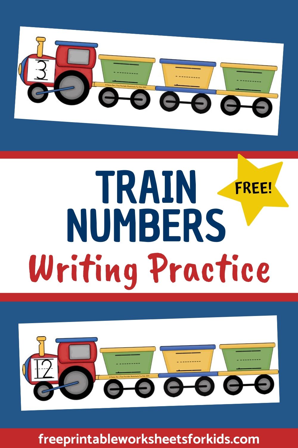 Fun Transportation Printables for Preschool and Kindergarten | Train Themed Number Writing Games | Hands On Math Homeschool Activities | Kids Classroom Center Ideas and Worksheets #FreePrintableWorksheetsForKids #train #transportation #number #writing