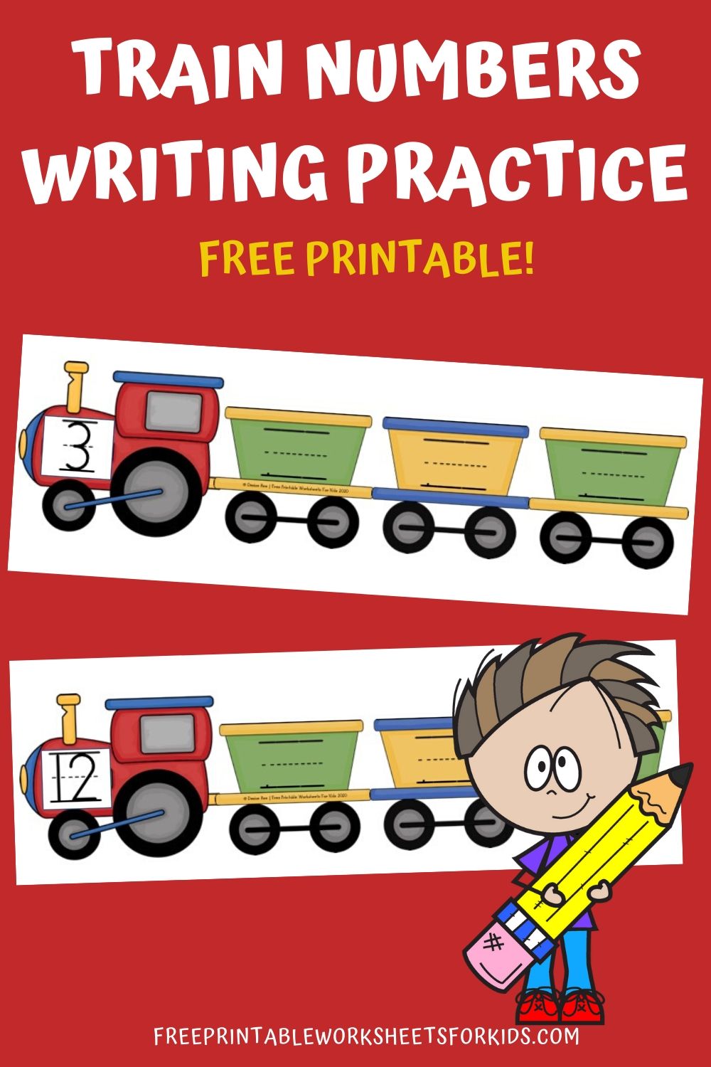 Fun Transportation Printables for Preschool and Kindergarten | Train Themed Number Writing Games | Hands On Math Homeschool Activities | Kids Classroom Center Ideas and Worksheets #FreePrintableWorksheetsForKids #train #transportation #number #writing