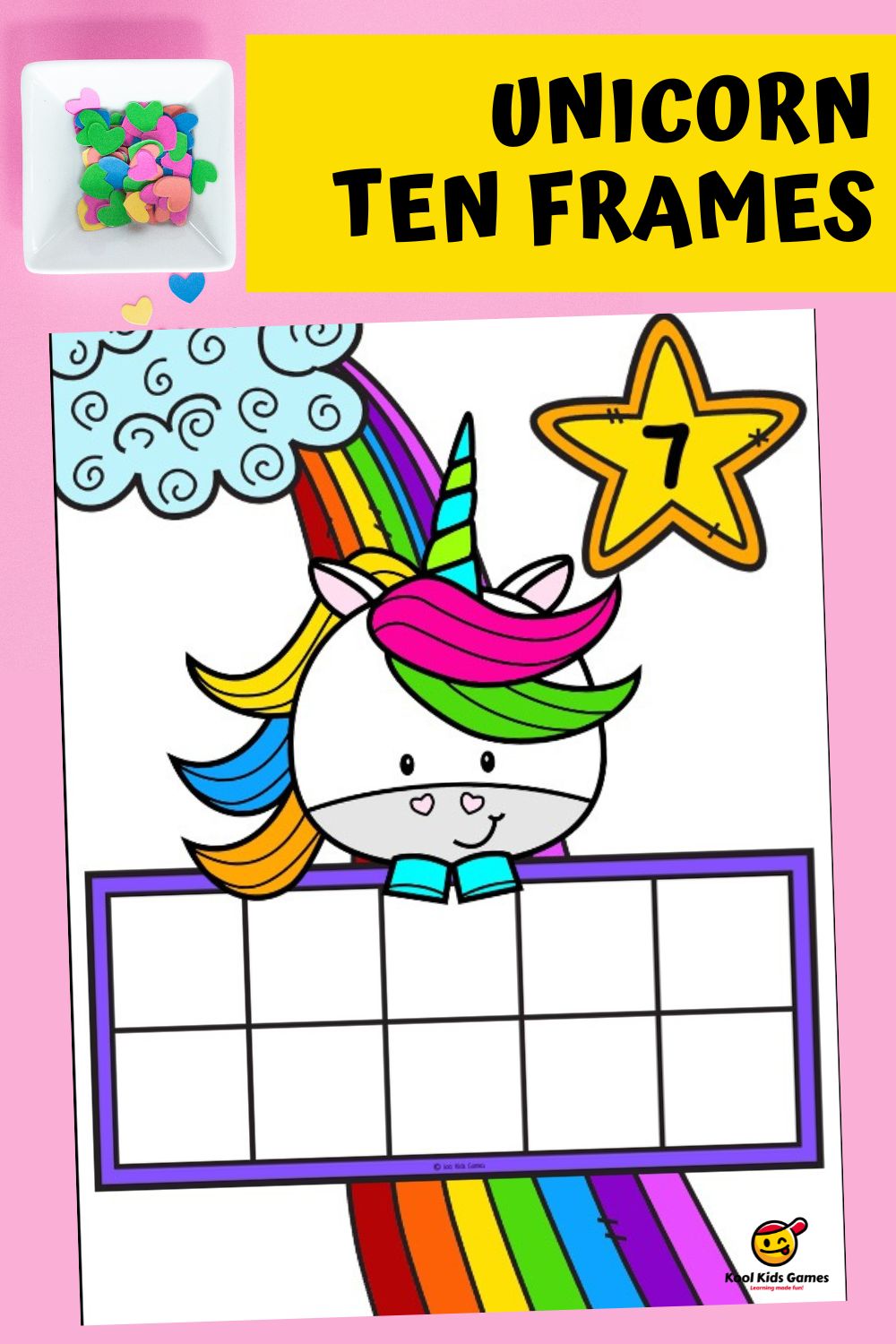 These Unicorn Ten Frame Mats are a great tool to model counting with ten frames as well as for injecting some magic and sparkle into your math lessons. Download your free printable to start practicing ten frame counting with your students now!