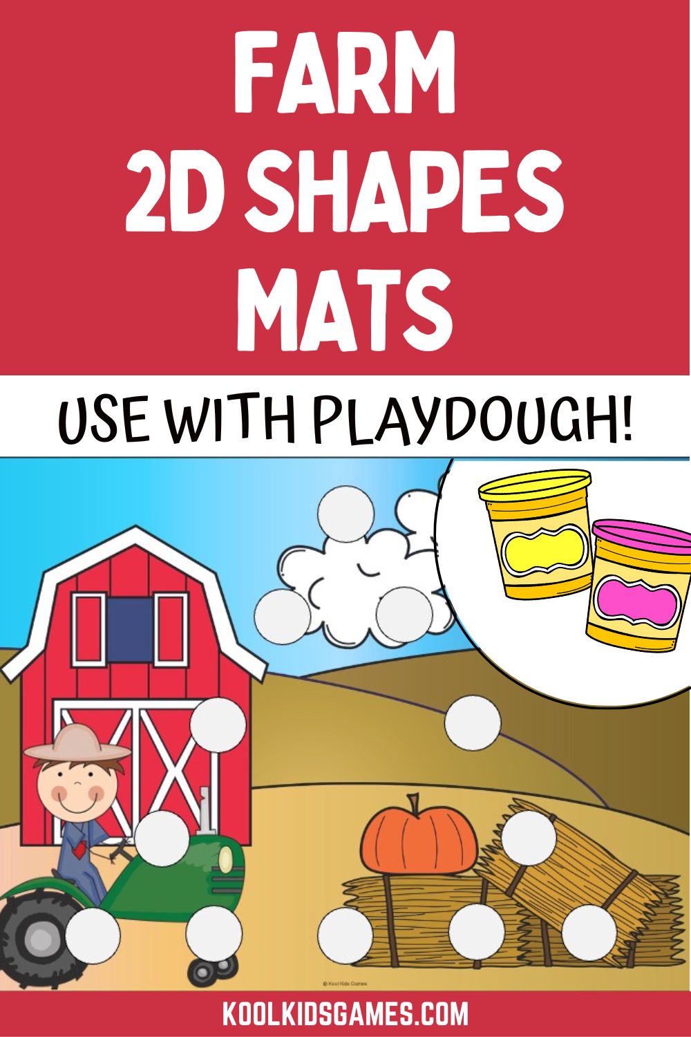 Planning a trip to the local farm is a great way to get students excited for your farm thematic unit! Then, once you're back at school, you can use these farm shapes mats as a fun way for students to develop their 2D shape awareness. Just add playdough or tweezers and pom poms and you've got yourself a math and fine motor station all in one!