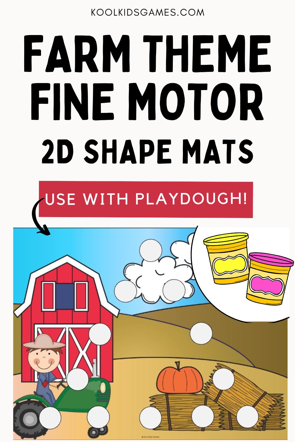 Planning a trip to the local farm is a great way to get students excited for your farm thematic unit! Then, once you're back at school, you can use these farm shapes mats as a fun way for students to develop their 2D shape awareness. Just add playdough or tweezers and pom poms and you've got yourself a math and fine motor station all in one!