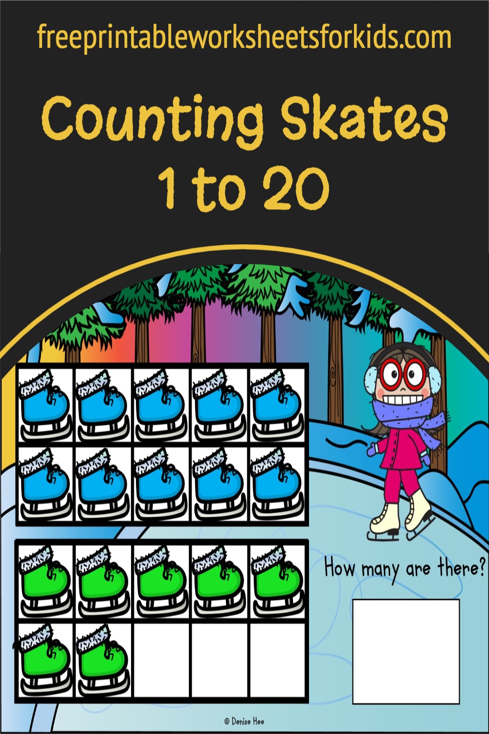 Kindergarten and 1st-grade students will work on counting to 20 and one to one correspondence in this free ice skating activity. Use this as a fun winter math center in your classroom or as a hands-on printable twenty frame game for your homeschool.