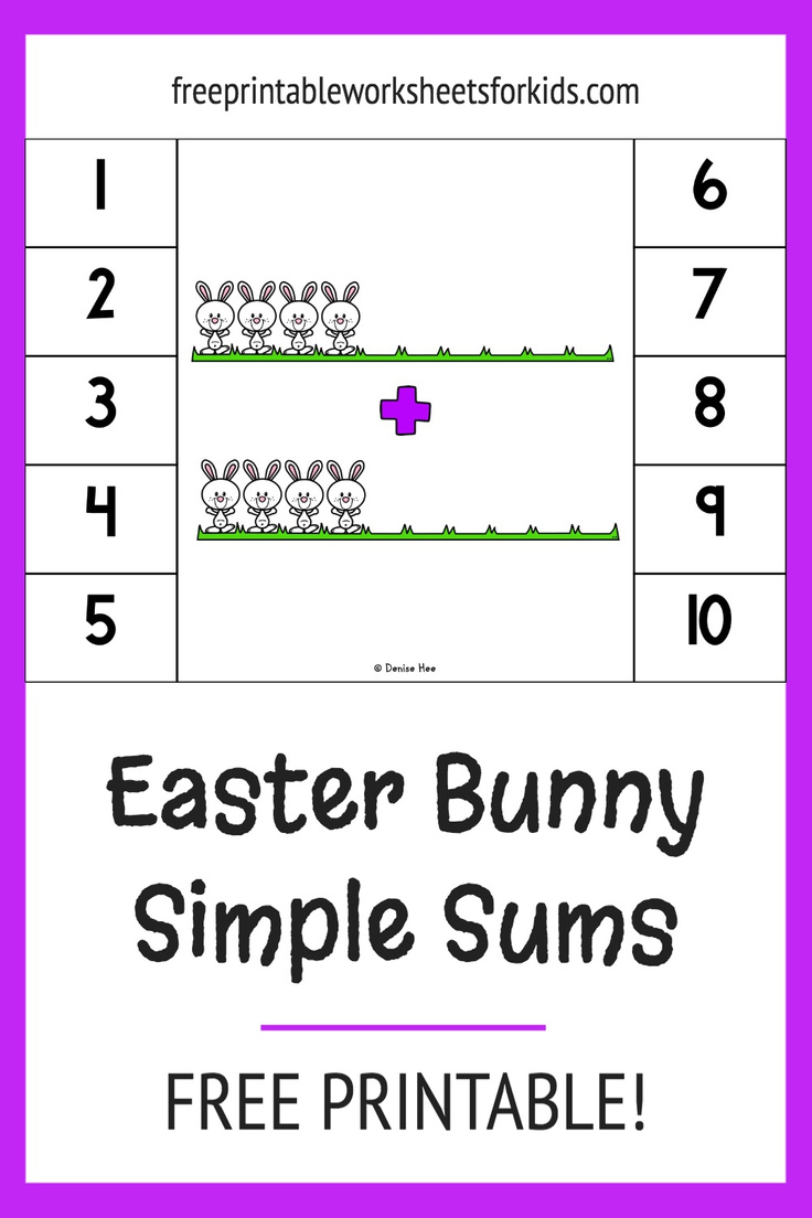 Looking for a kindergarten math center to practice addition and subtraction? Then this is the free printable for you! This Easter Bunny math activity helps students solve basic sums by having a visual representation they can use to count, instead of just numbers.