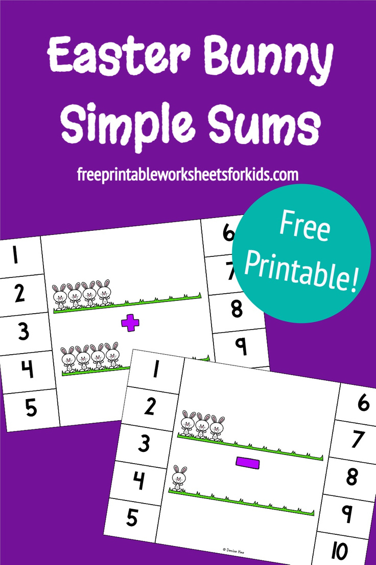 Looking for a kindergarten math center to practice addition and subtraction? Then this is the free printable for you! This Easter Bunny math activity helps students solve basic sums by having a visual representation they can use to count, instead of just numbers.