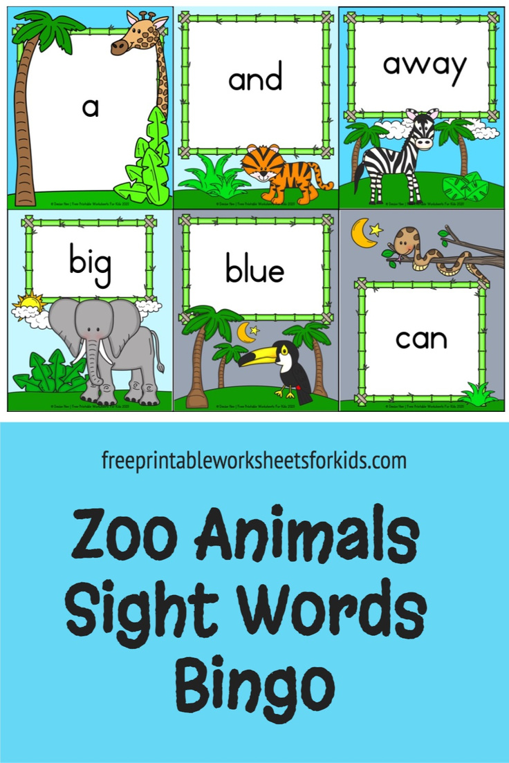 Preschool and kindergarten students will learn pre-primer Dolch sight words in this printable zoo animal bingo game. Use this as a small group literacy center in your classroom or as a hands-on sight word reading activity for your homeschooling kids.