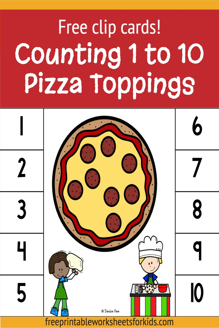 Do you know any kids who hate pizza? Me neither! Certainly not the two little ones I have at home and pepperoni pizza is their absolute favorite! So I've embraced that to create this cute set of clip cards that you can use as a preschool math center for counting 1 to 10!