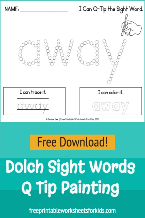 Your students will learn the 40 Dolch pre-primer sight words with this set of q tip painting printable worksheets. Use these as a fun kindergarten literacy center in your classroom any time of the year!