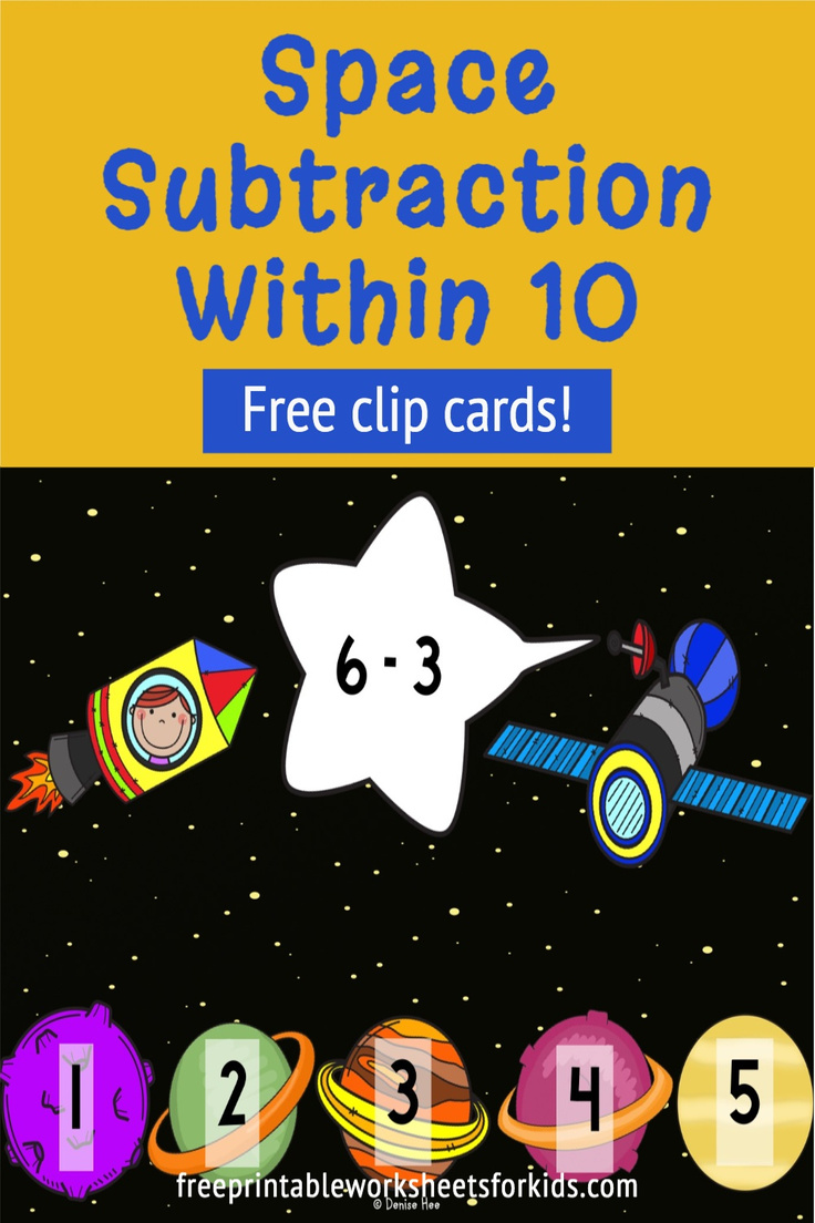 If you're looking for a kindergarten space theme activity that combines subtraction with fine motor skills, then you'll love this free printable