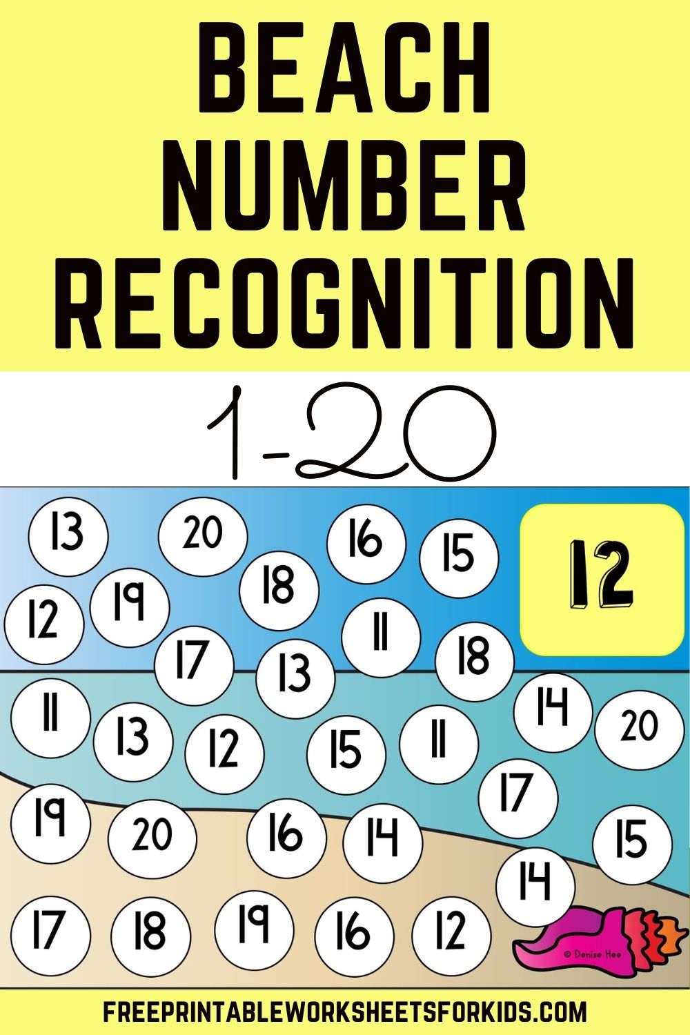 Looking forward to summer vacation already? This preschool math center is perfect for getting your students excited about going to the beach. It focuses on number recognition to 20 so you can differentiate it as you need or even use it with kindergarten students. You can set up this fun free printable for an individual or for small groups.