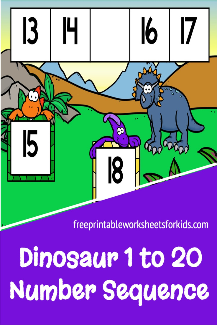 Kindergarten students will learn about number sequence in this printable dinosaur math center. They will need to figure out the missing number from a row of 5 numbers shown. You can use this as a fun math station any time of the year!