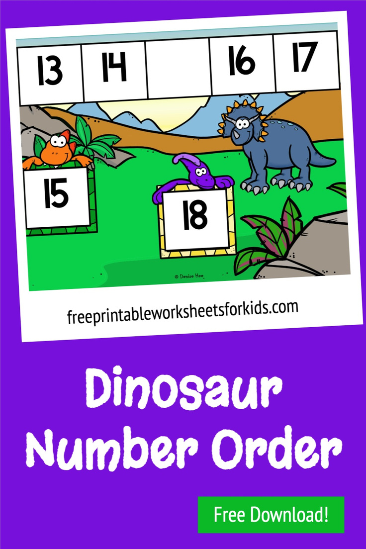 Kindergarten students will learn about number sequence in this printable dinosaur math center. They will need to figure out the missing number from a row of 5 numbers shown. You can use this as a fun math station any time of the year!