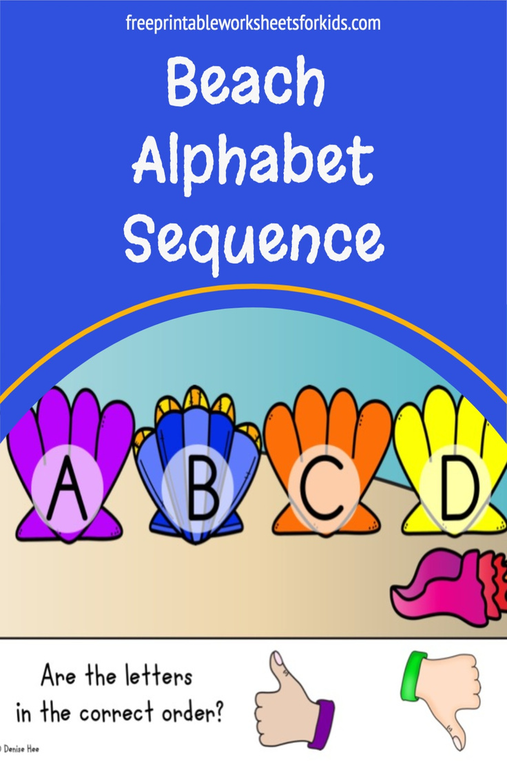 Students will love this new summer literacy center. Use this seashell theme printable to master alphabet order and sequencing. These simple task cards require just a thumbs up or down response and are perfect for your preschool or kindergarten kids.