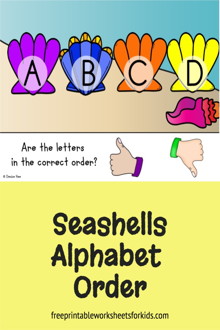 Students will love this new summer literacy center. Use this seashell theme printable to master alphabet order and sequencing. These simple task cards require just a thumbs up or down response and are perfect for your preschool or kindergarten kids.