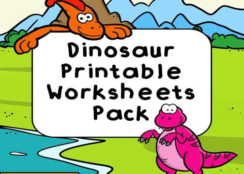 Fun Dinosaur Printables for Preschool and Kindergarten | Dinosaur Themed Games | Hands On Math and Literacy Homeschool Activities | Kids Classroom Center Ideas and Worksheets #FreePrintableWorksheetsForKids #Dinosaur #Worksheet #Pack