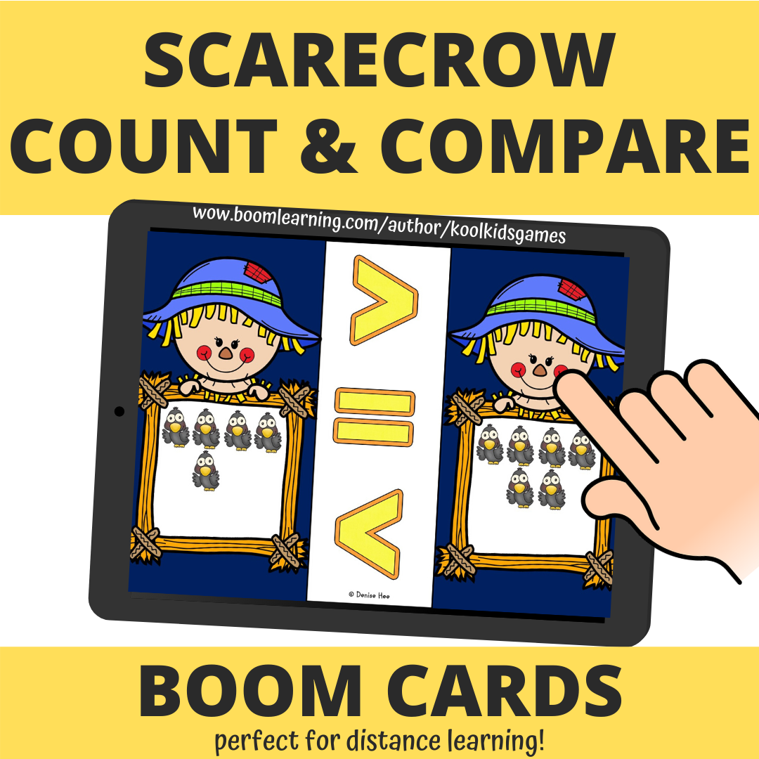 These scarecrow theme count and compare cards will be an instant hit in your classroom as students learn the skill of counting and comparing numbers and groups.