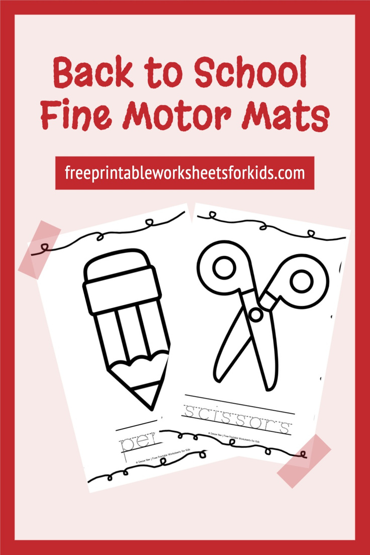 This fun free fine motor printable comes with ten common classroom objects, each with its name written in traceable letters underneath. It’s essential that kindergarten students learn how to use their hands to manipulate small tools such as pencils and to perform precision tasks like cutting and modeling with playdough.