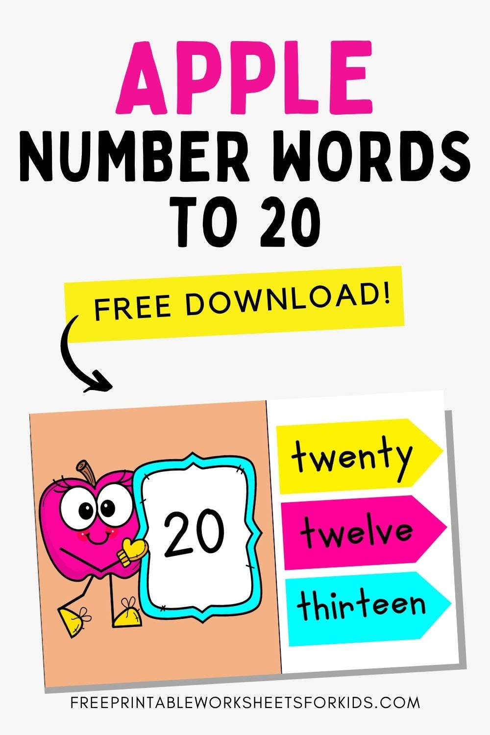 Apple Number Words to 20 Game