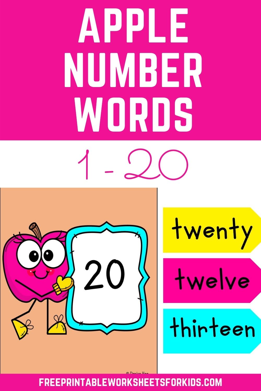 Apple Number Words to 20 Game