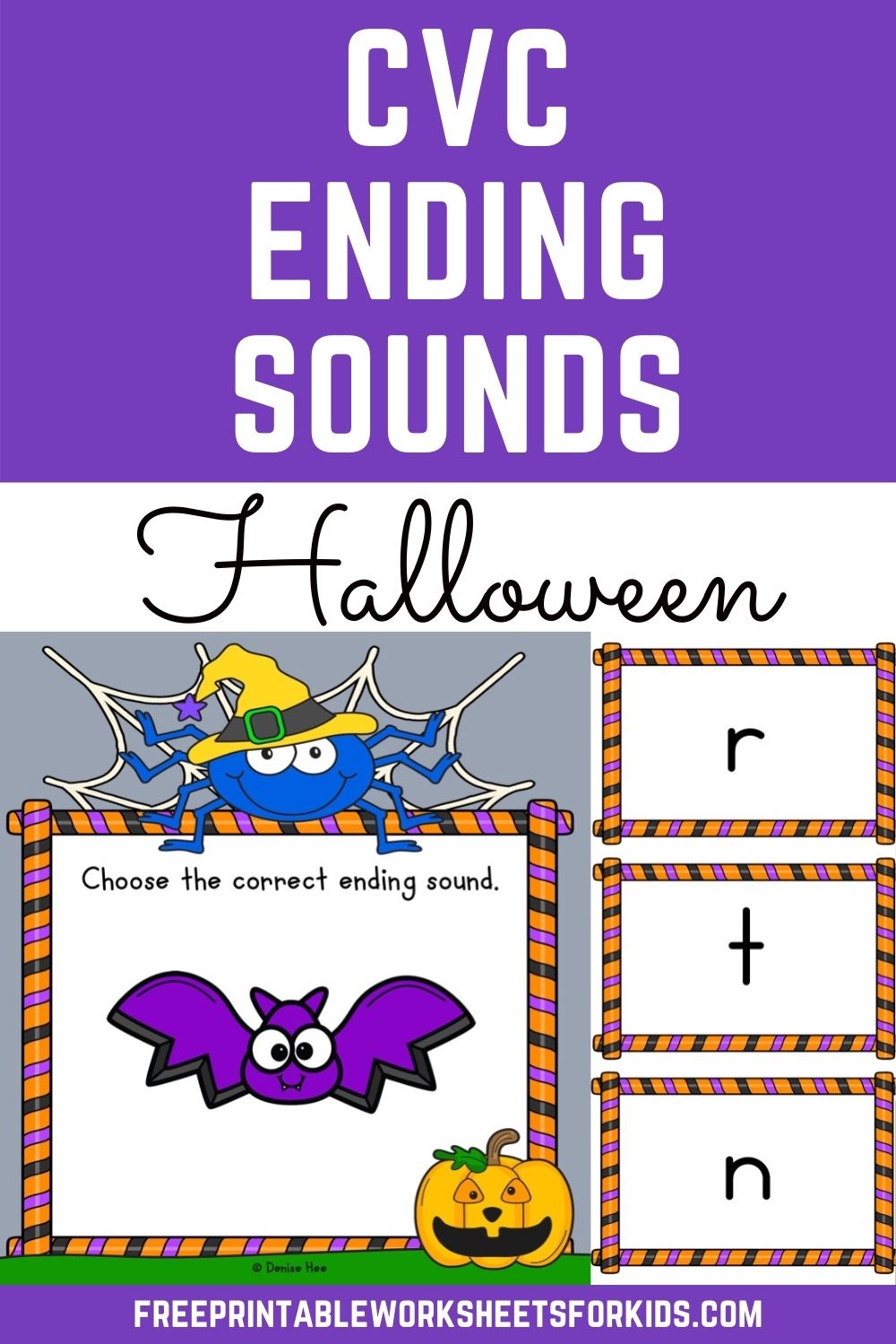 Halloween CVC Ending Sound Clip Cards