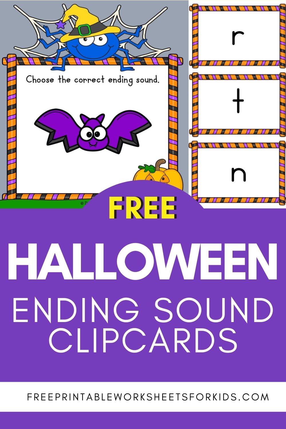 Halloween CVC Ending Sound Clip Cards