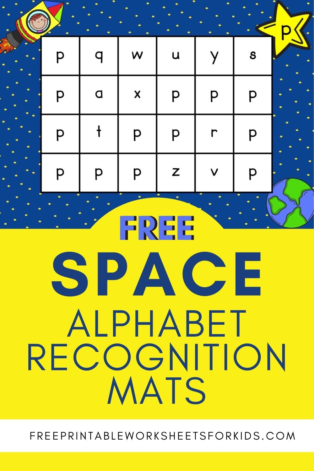 Space Theme Letter Mazes