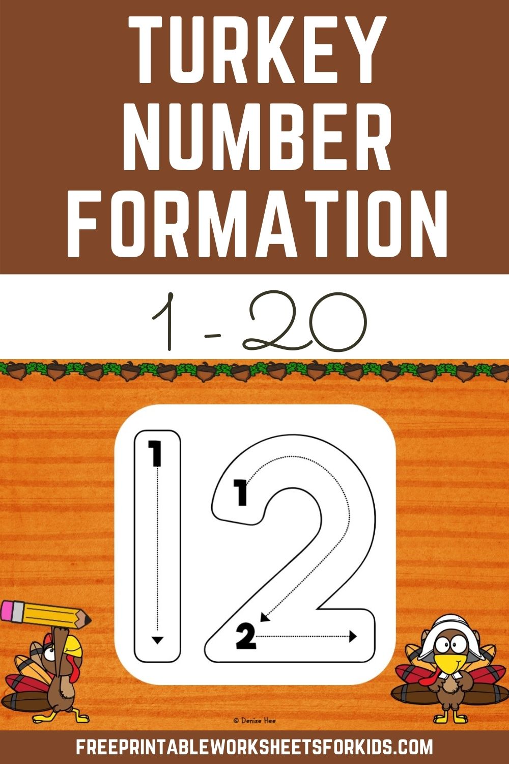 writing numbers 1 to 20 thanksgiving turkey theme