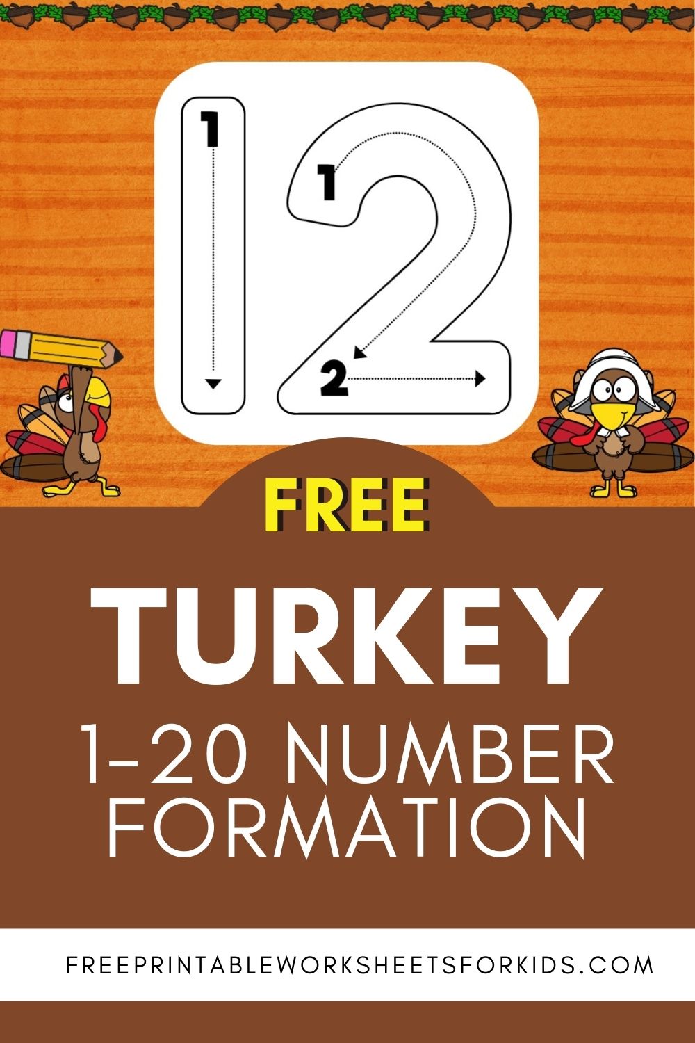 writing numbers 1 to 20 thanksgiving turkey theme