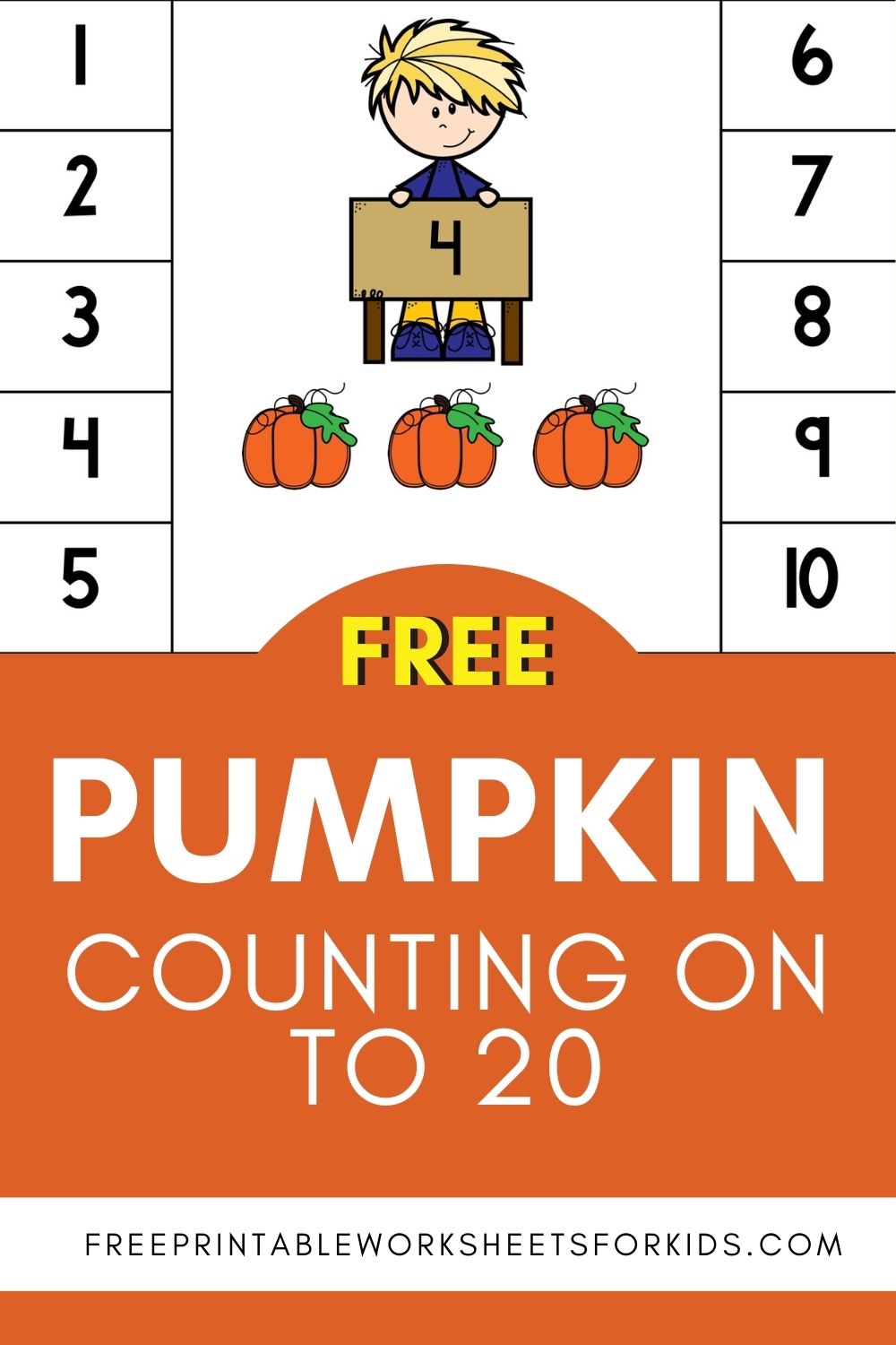 Counting On to 20 Pumpkin Math Clip Cards