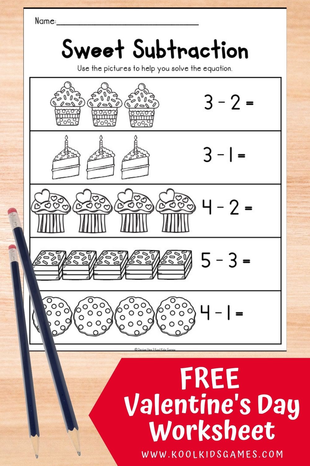 Learning subtraction within 10 using pictures that students can cross out is a great way to start their journey to formal subtraction equations and these subtraction worksheets for kindergarten will help them take their first steps. This sweet time of year makes for a great theme for all your academic centers, which makes these sugar filled Valentine’s Day worksheets a sure fire success with your students.