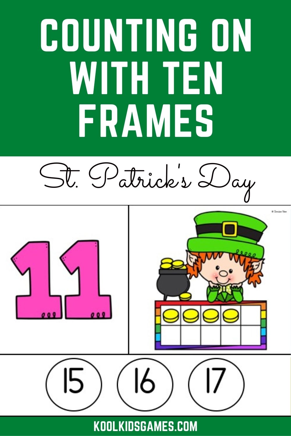 This St Patrick’s Day printable will give your students opportunities to work on counting on from a number and counting with ten frames. They will become confident with counting forwards and backwards by single digits, and to be able to explain how counting on makes the amount greater and the number bigger.