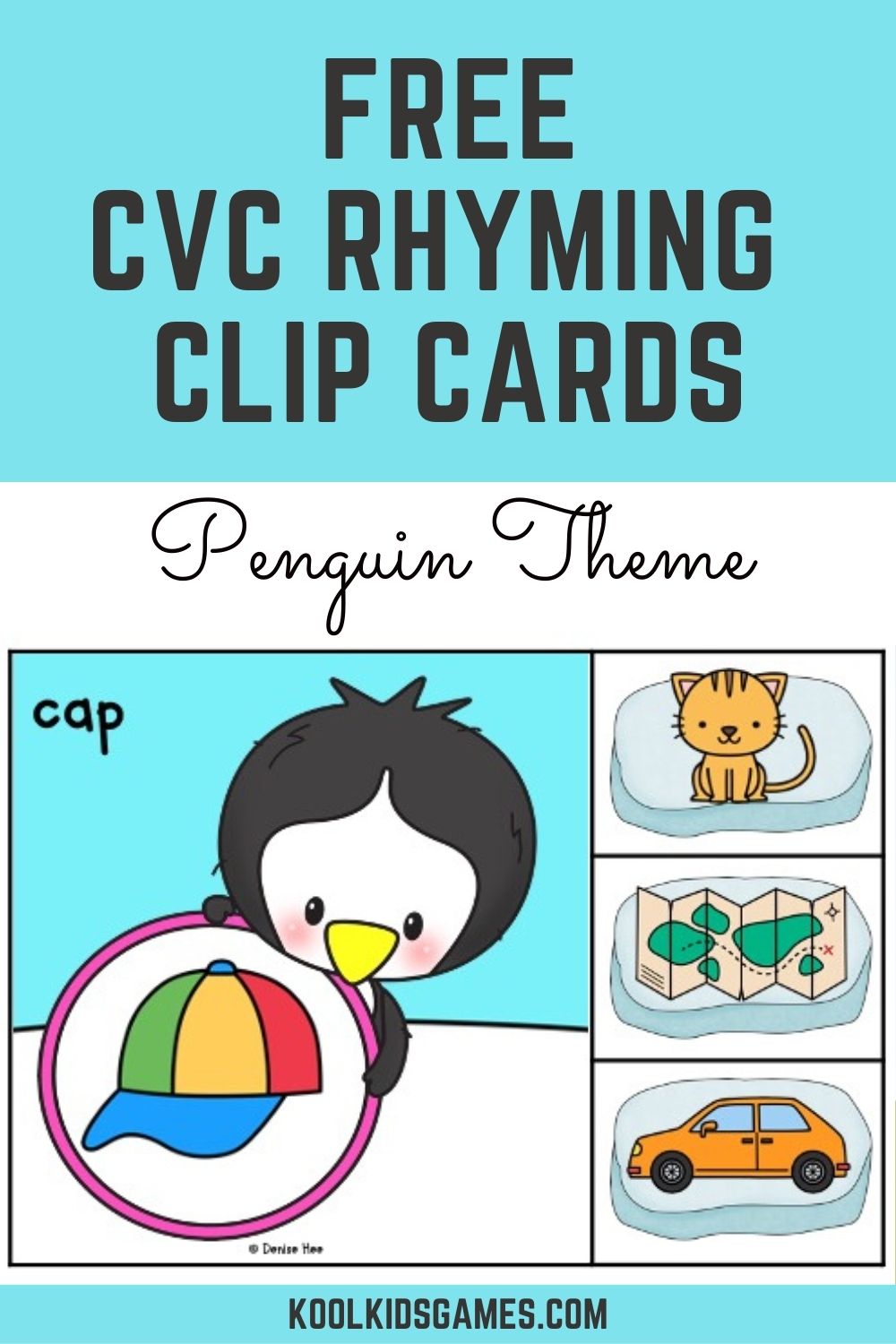 Any winter literacy station that has penguins will be instantly engaging to the majority of your students. These kindergarten penguin theme CVC rhyming printable will have them practicing their short vowel and consonant sounds all season long.