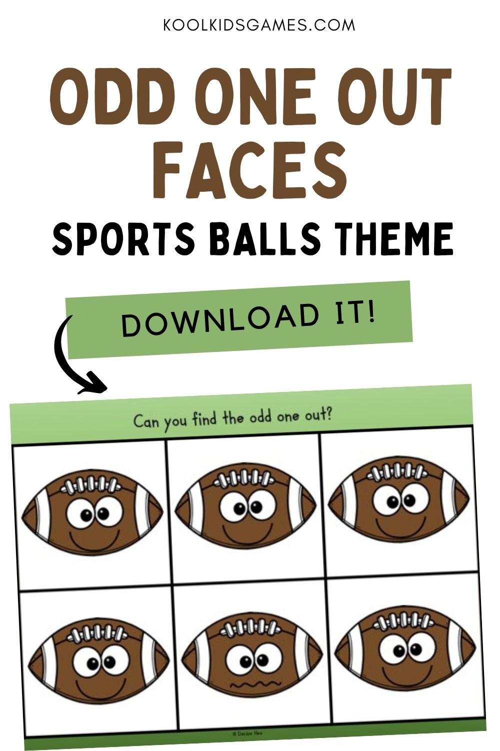 These sports activities for preschoolers help them recognize facial expressions, making them an excellent morning meeting task as well as a quick finisher game. Whether you're talking about emotions in class or working on visual discrimination skills, this classic odd one out activity will be a hit!