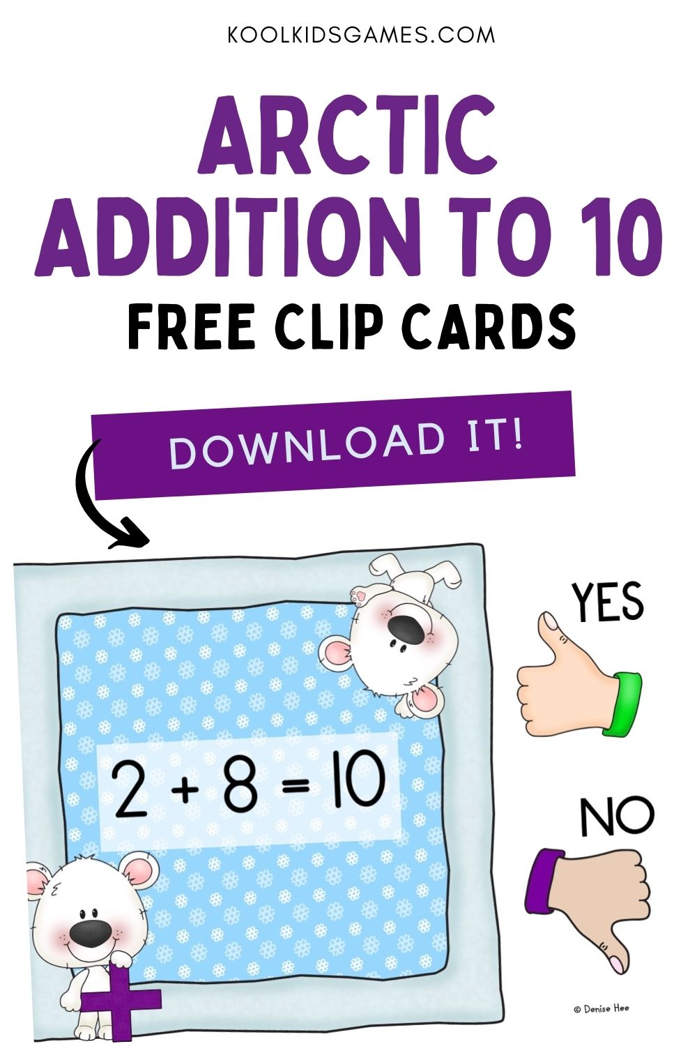 These fun winter animal clip cards will help your kindergarten students develop their addition facts to 10 all winter long. You can also use this arctic animal game in December for children who don't celebrate Christmas since everyone can get on board with cute polar bears!