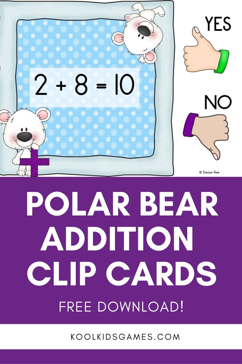 These fun winter animal clip cards will help your kindergarten students develop their addition facts to 10 all winter long. You can also use this arctic animal game in December for children who don't celebrate Christmas since everyone can get on board with cute polar bears!