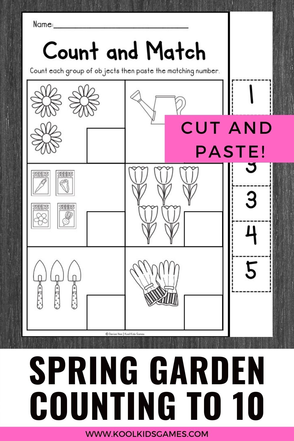 This no-prep spring garden theme kindergarten counting worksheet will allow your students to practice counting 1 to 10, 1:1 correspondence as well as fine motor skills. Download this number match worksheet for a quick math center today!