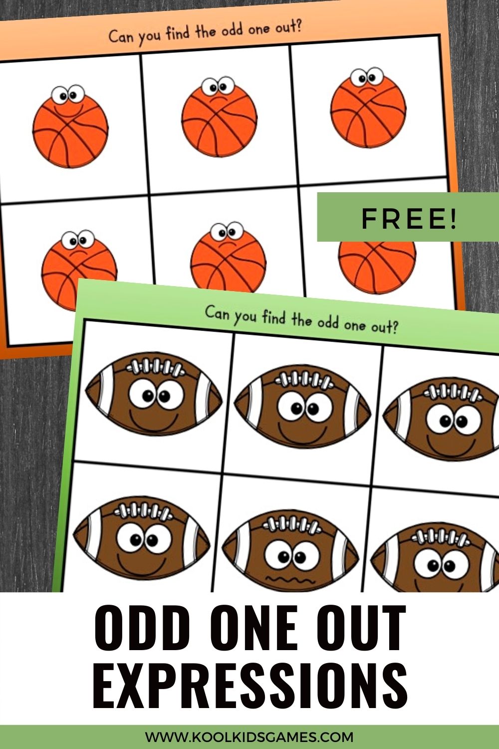 These sports activities for preschoolers help them recognize facial expressions, making them an excellent morning meeting task as well as a quick finisher game. Whether you're talking about emotions in class or working on visual discrimination skills, this classic odd one out activity will be a hit!