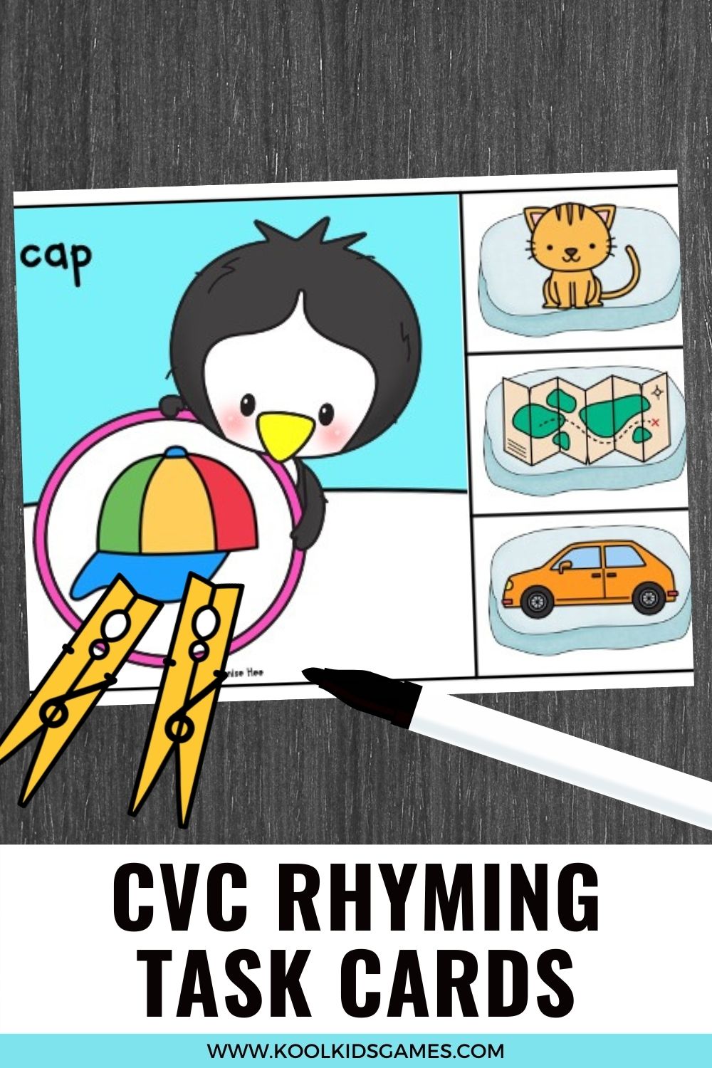 Any winter literacy station that has penguins will be instantly engaging to the majority of your students. These kindergarten penguin theme CVC rhyming printable will have them practicing their short vowel and consonant sounds all season long.