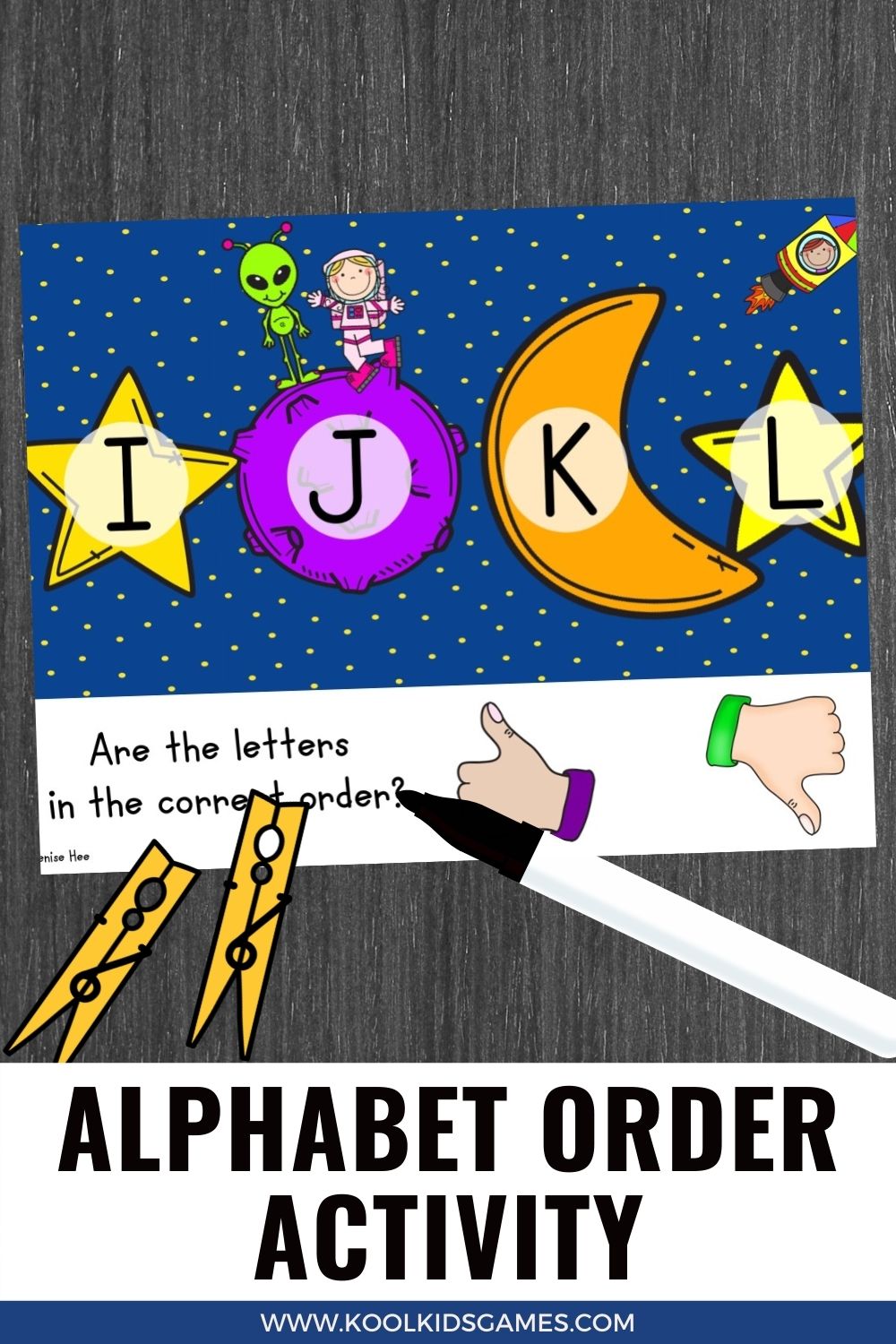 At a foundational level, you can adapt any of your alphabet order activities to have a space theme, and these cute alphabet sequence clip cards will keep your students engaged with their fun pictures and challenges. They are a great way to have your students work on learning the alphabet independently.