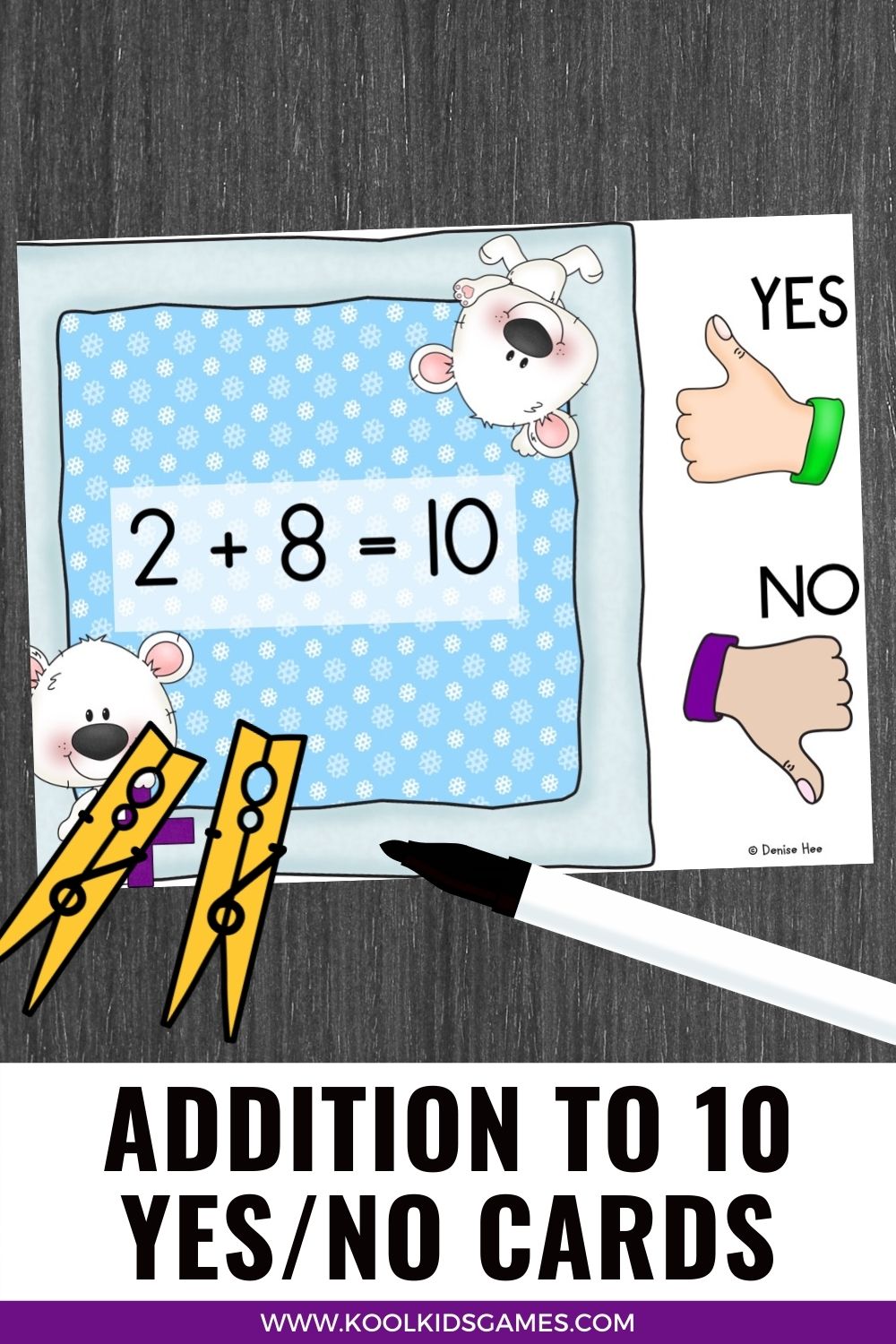 These fun winter animal clip cards will help your kindergarten students develop their addition facts to 10 all winter long. You can also use this arctic animal game in December for children who don't celebrate Christmas since everyone can get on board with cute polar bears!