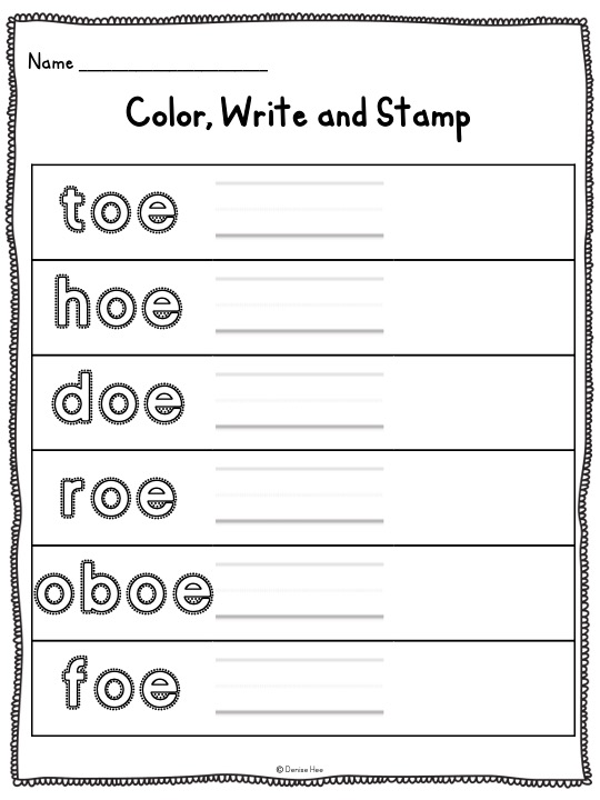 Long vowel worksheets like this pack of no-prep phonics worksheets help students explore words with oa sounds and words with oe sounds through a series of activities, from matching pictures to tracing the letters as part of longer words. This variety of activities gives students multiple attempts to practice and rehearse both reading and writing the long o sound.