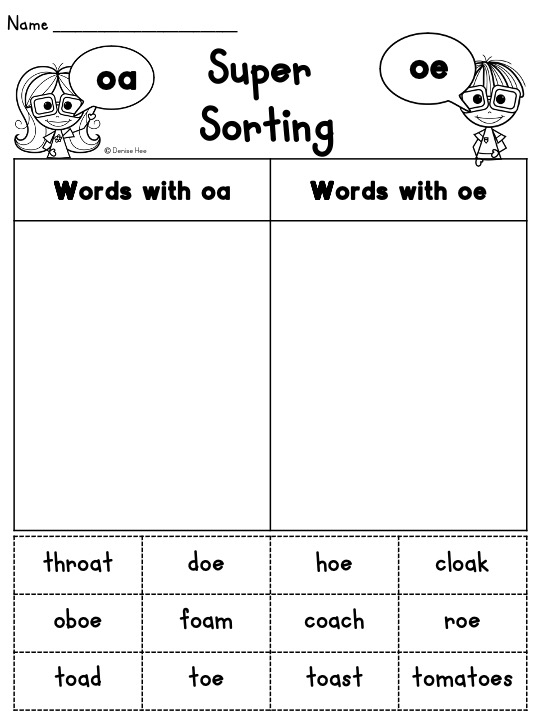 Long vowel worksheets like this pack of no-prep phonics worksheets help students explore words with oa sounds and words with oe sounds through a series of activities, from matching pictures to tracing the letters as part of longer words. This variety of activities gives students multiple attempts to practice and rehearse both reading and writing the long o sound.