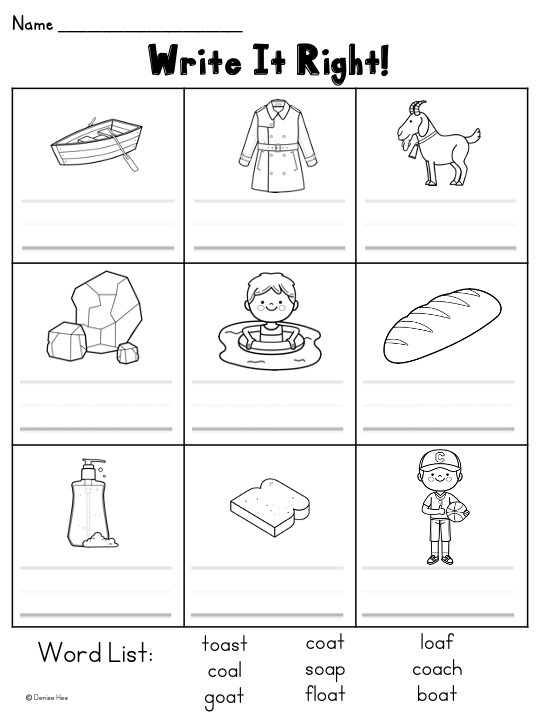 Long vowel worksheets like this pack of no-prep phonics worksheets help students explore words with oa sounds and words with oe sounds through a series of activities, from matching pictures to tracing the letters as part of longer words. This variety of activities gives students multiple attempts to practice and rehearse both reading and writing the long o sound.