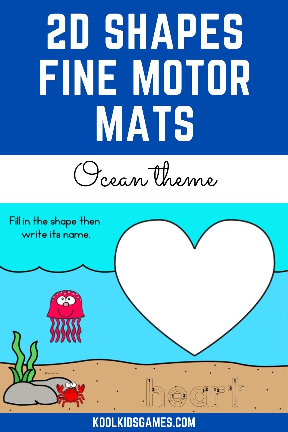 Work on early math and fine motor skills with these shape playdough mats! This fun ocean theme kindergarten shape activity is the perfect grab and go math center to help your student master their 2D shape names. Download your fine motor mats now!