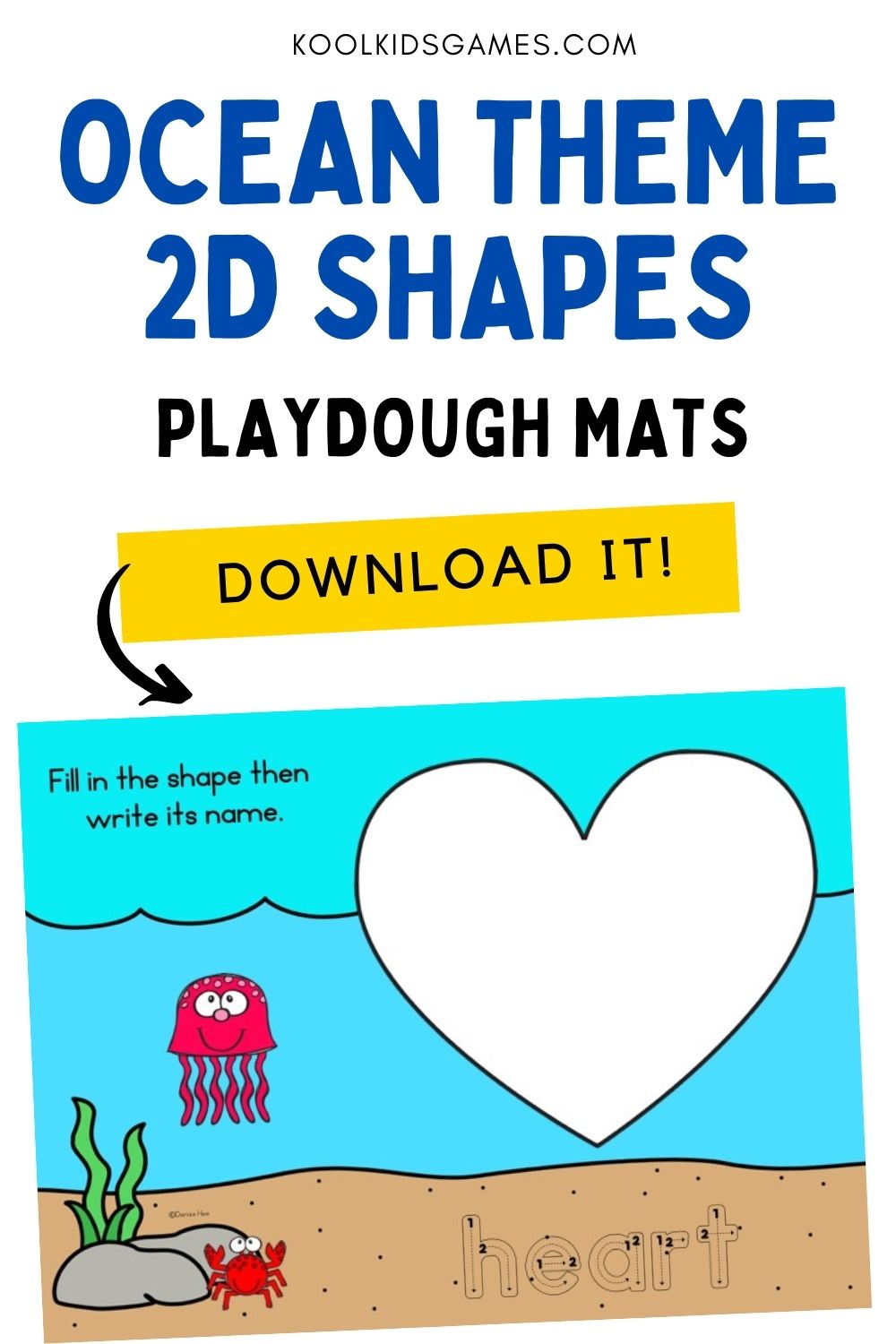 Work on early math and fine motor skills with these shape playdough mats! This fun ocean theme kindergarten shape activity is the perfect grab and go math center to help your student master their 2D shape names. Download your fine motor mats now!