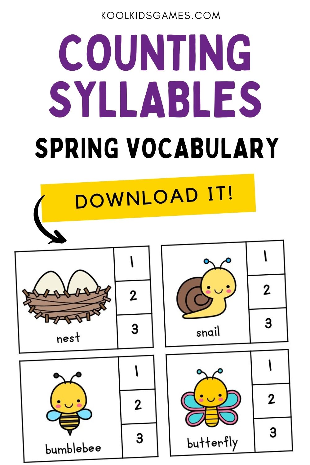 It’s time to take on one of the biggest kindergarten spring literacy projects: counting syllables. These cute syllable words clip cards are a great way to bring your spring classroom theme to your literacy centers, and all the spring words will get you and your students talking about the changes that the new season brings.