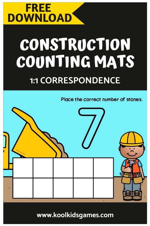 Counting with ten frames, like in these construction counting mats, is widely seen as best practice when it comes to counting with 1:1 correspondence because it allows students to visualize patterns in the numbers 1 to 10. Download this free printable today to use any time of the year!