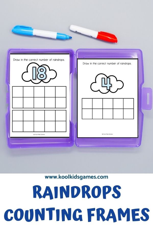 While it’s impossible to count each raindrop, these math task cards for spring give you raindrops counting frames up to 20, which means plenty of counting practice all season long. Students will draw in the ten frame and then progress to drawing twenty frames.